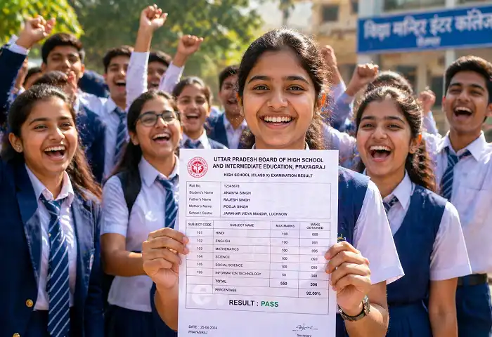UP Board result 2026 students celebrating
