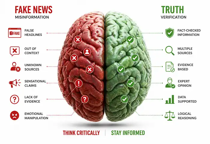 media literacy fake news vs truth infographic