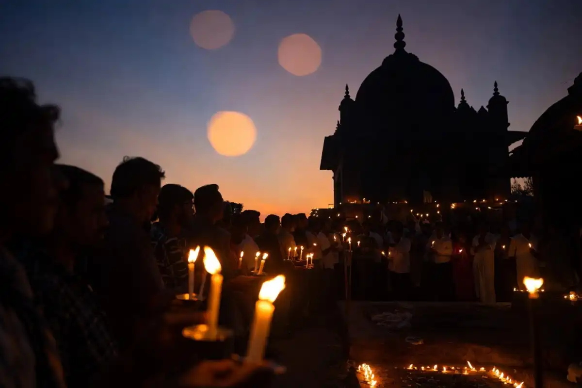 Mumbai crematorium at dusk