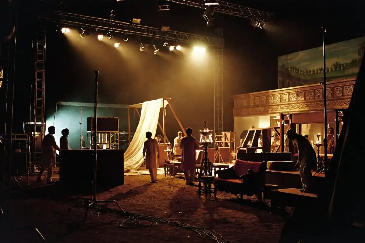 vintage Bollywood movie set environment